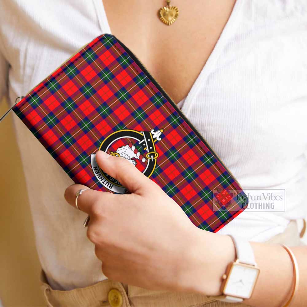Ruthven Tartan Women's Leather Wallet with Family Crest - Tartan Vibes Clothing