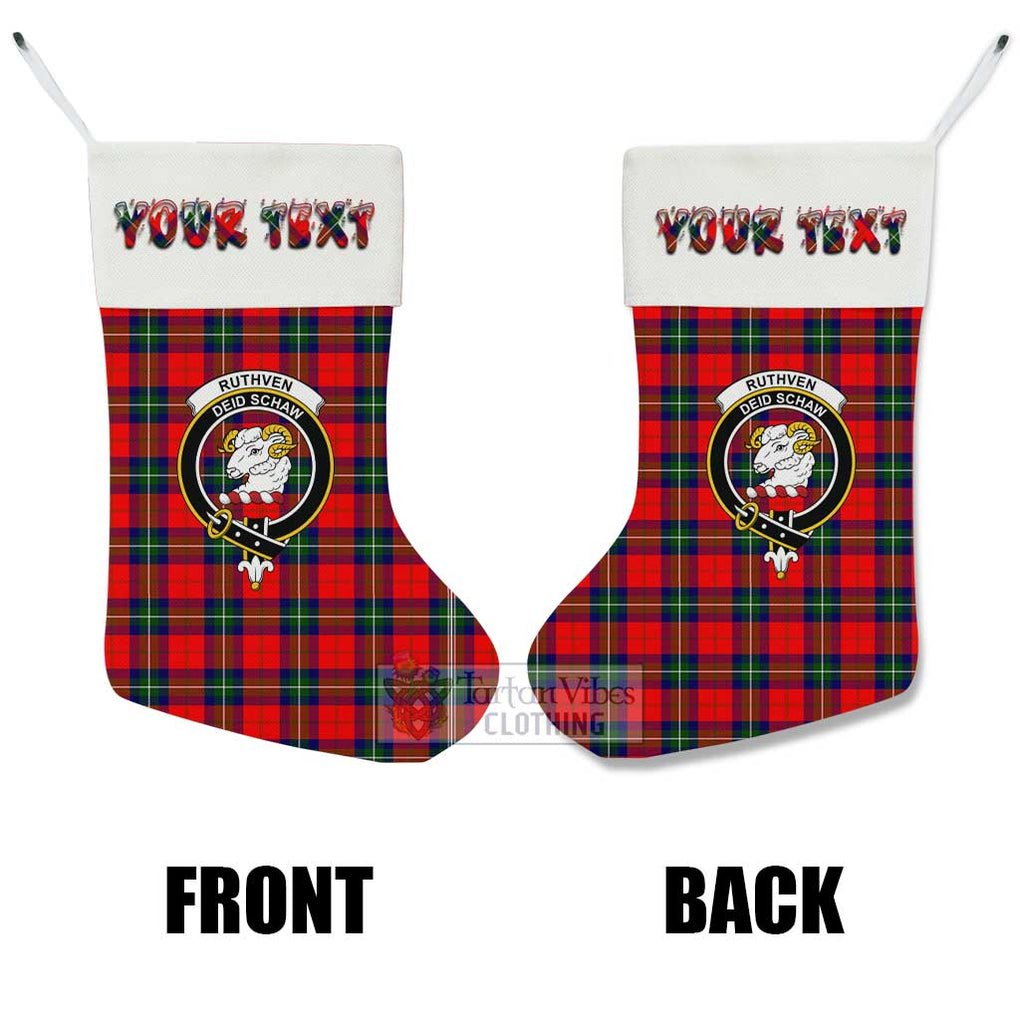 Tartan Vibes Clothing Ruthven Tartan Family Crest Christmas Stocking with Personalized Text