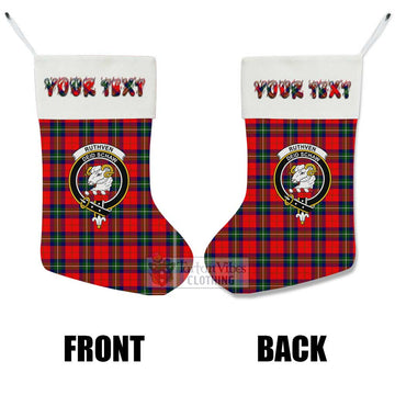 Ruthven Tartan Family Crest Christmas Stocking with Personalized Text