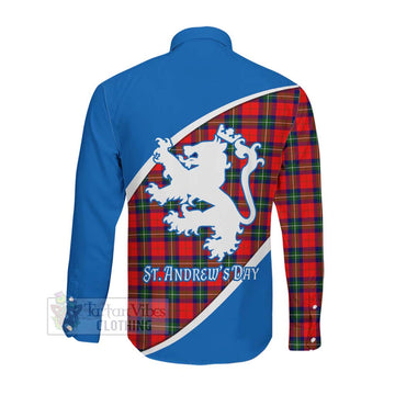 Ruthven Family Crest Tartan Long Sleeve Button Shirt Celebrate Saint Andrew's Day in Style Men's Shirt - Tartan Vibes Clothing