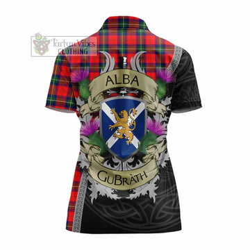 Ruthven Tartan Family Crest Women's Polo Shirt Lion Rampant Royal Thistle Shield Celtic Inspired - Tartan Vibes Clothing
