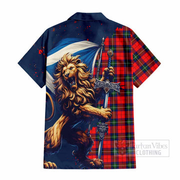 Ruthven Tartan Family Crest Hawaiian Shirt with Scottish Majestic Lion - Tartan Vibes Clothing