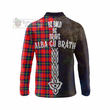 Ruthven Tartan Family Crest Long Sleeve Polo Shirt Alba Gu Brath Be Brave Lion Ancient Style - Tartan Vibes Clothing