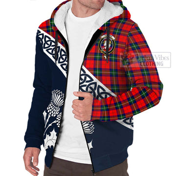 Ruthven Tartan Sherpa Hoodie Featuring Thistle and Scotland Map - Tartan Vibes Clothing