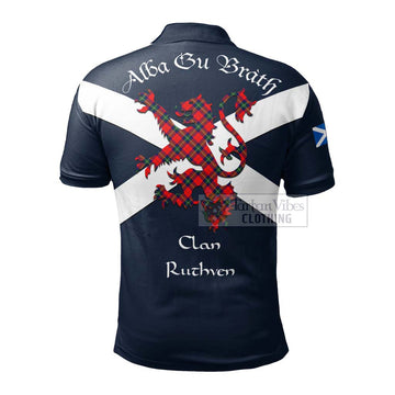 Ruthven Tartan Lion Rampant Polo Shirt Proudly Display Your Heritage with Alba Gu Brath and Clan Name - Tartan Vibes Clothing