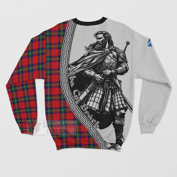 Ruthven Tartan Clan Crest Sweatshirt with Highlander Warrior Celtic Style - Tartan Vibes Clothing