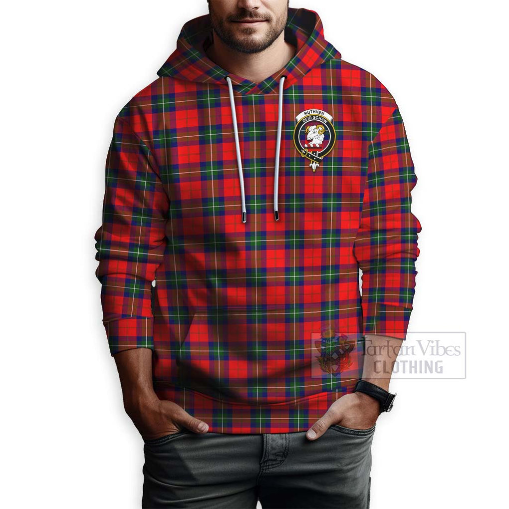 Ruthven Tartan Hoodie with Family Crest Celtic Skull Style - Tartan Vibes Clothing