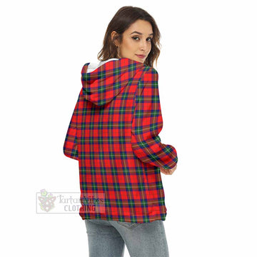 Ruthven Tartan Women's Borg Fleece Hoodie with Half Zip with Family Crest