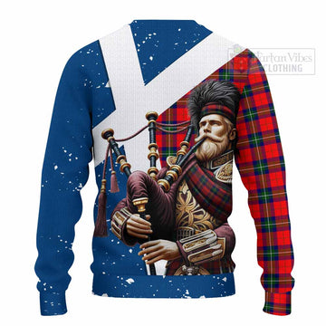 Ruthven Tartan Knitted Sweater with Family Crest Scottish Bagpiper Vibes - Tartan Vibes Clothing