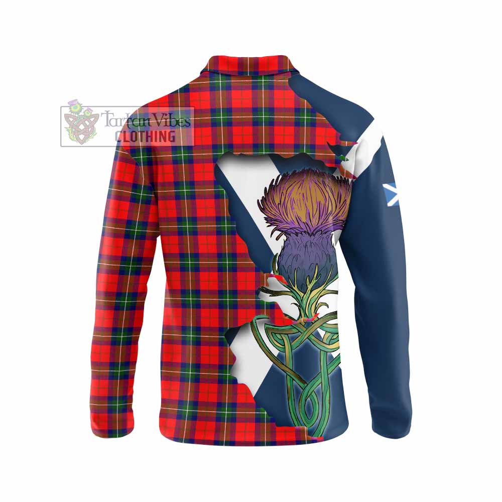 Tartan Vibes Clothing Ruthven Tartan Family Crest Long Sleeve Polo Shirt Scottish Thistle Celtic Inspired