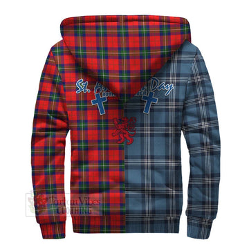 Ruthven Tartan Sherpa Hoodie Happy St. Andrew's Day Half Tartan Style - Tartan Vibes Clothing