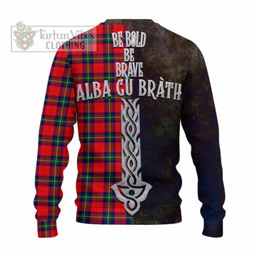 Ruthven Tartan Family Crest Knitted Sweater Alba Gu Brath Be Brave Lion Ancient Style - Tartan Vibes Clothing