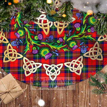 Tartan Vibes Clothing Ruthven Tartan Christmas Tree Skirt with Thistle Celtic Knot Style