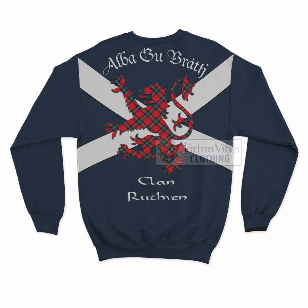 Ruthven Tartan Lion Rampant Sweatshirt Proudly Display Your Heritage with Alba Gu Brath and Clan Name - Tartan Vibes Clothing