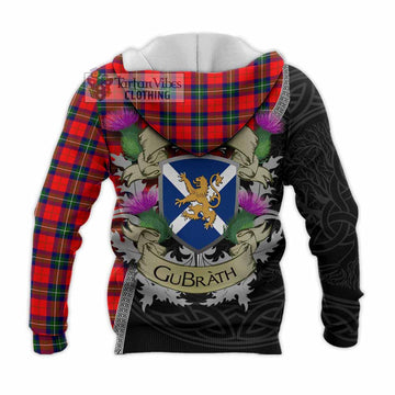 Ruthven Tartan Family Crest Knitted Hoodie Lion Rampant Royal Thistle Shield Celtic Inspired - Tartan Vibes Clothing