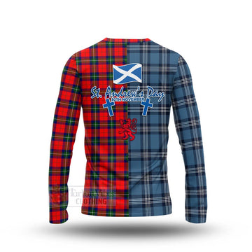 Ruthven Tartan Long Sleeve T-Shirt Happy St. Andrew's Day Half Tartan Style - Tartan Vibes Clothing