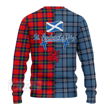 Ruthven Tartan Knitted Sweater Happy St. Andrew's Day Half Tartan Style - Tartan Vibes Clothing