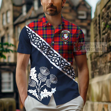 Ruthven Tartan Hawaiian Shirt Featuring Thistle and Scotland Map - Tartan Vibes Clothing