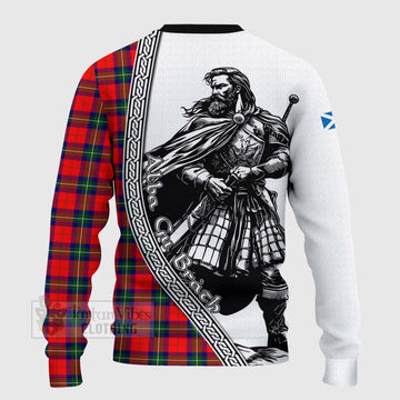 Ruthven Tartan Clan Crest Knitted Sweater with Highlander Warrior Celtic Style - Tartan Vibes Clothing
