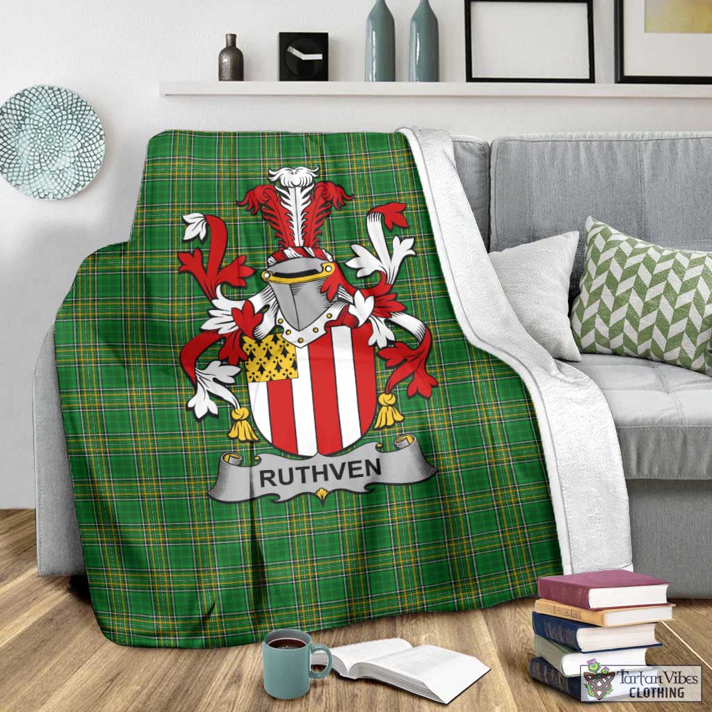 Ruthven Irish Clan Tartan Blanket with Coat of Arms - Tartan Vibes Clothing