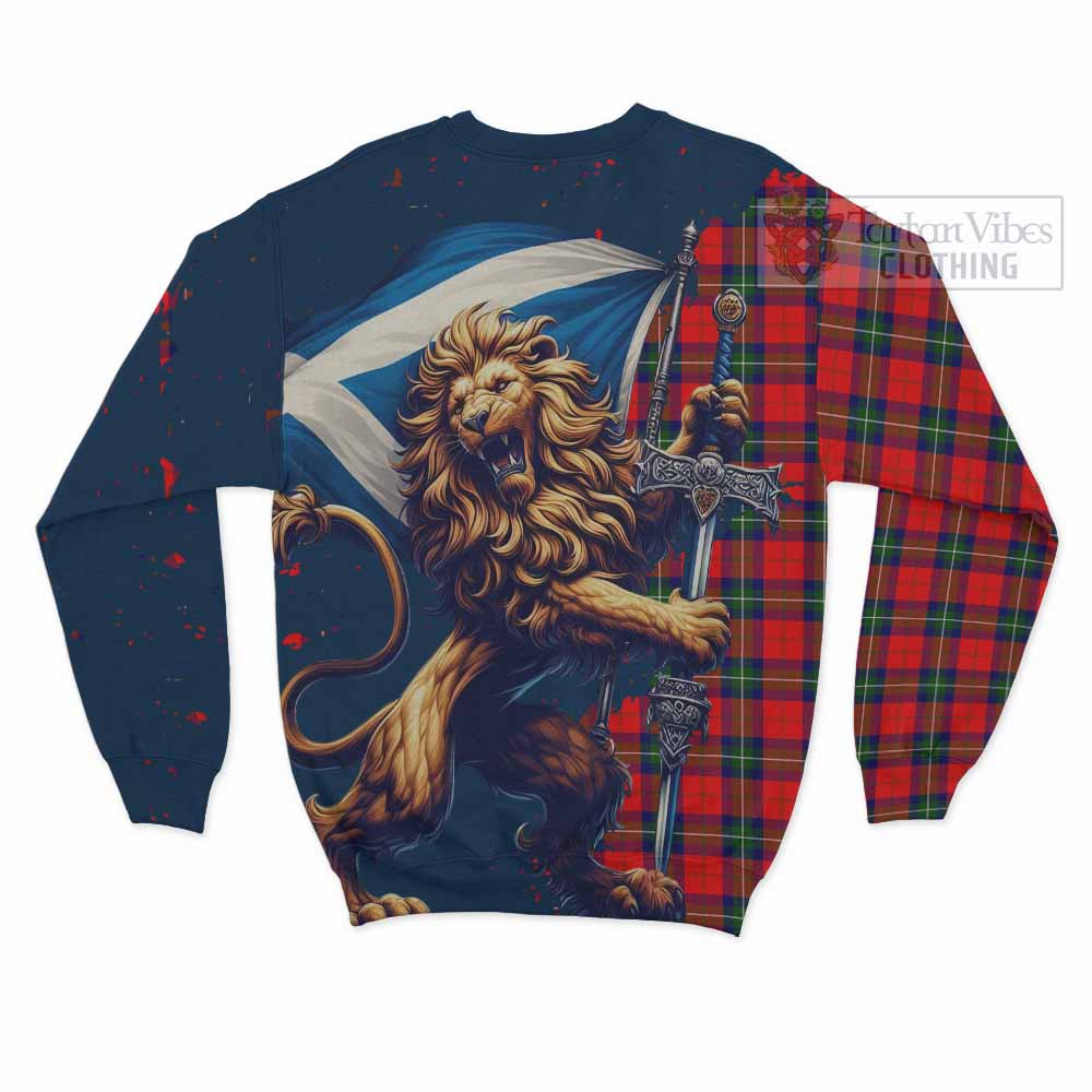 Ruthven Tartan Family Crest Sweatshirt with Scottish Majestic Lion - Tartan Vibes Clothing