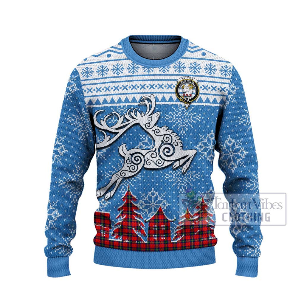 Ruthven Clan Christmas Ugly Sweater Celtic Reindeer Style - Tartan Vibes Clothing