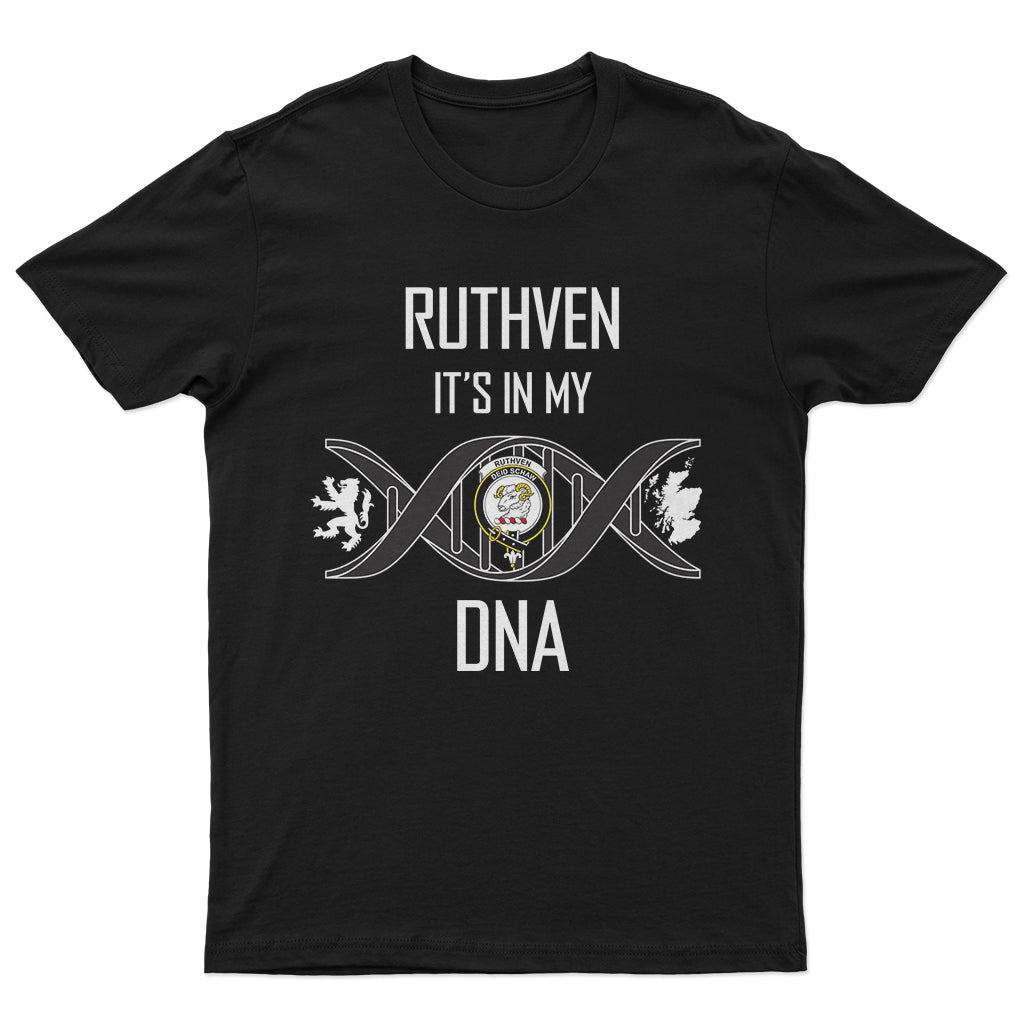 Ruthven Family Crest DNA In Me Mens Cotton T Shirt - 2D-tartanvibesclothing