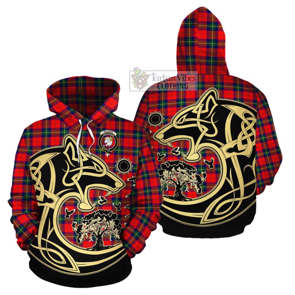Ruthven Tartan Cotton Hoodie with Family Crest Celtic Wolf Style Zip Hoodie - Tartan Vibes Clothing