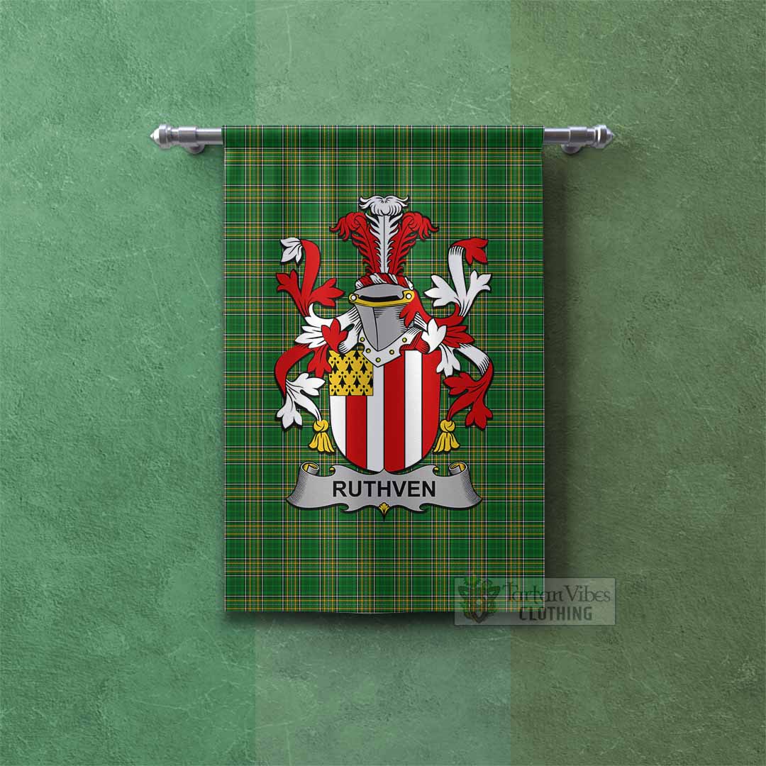 Ruthven Irish Clan Tartan Gonfalon, Tartan Banner with Coat of Arms Rectangle - Tartan Vibes Clothing