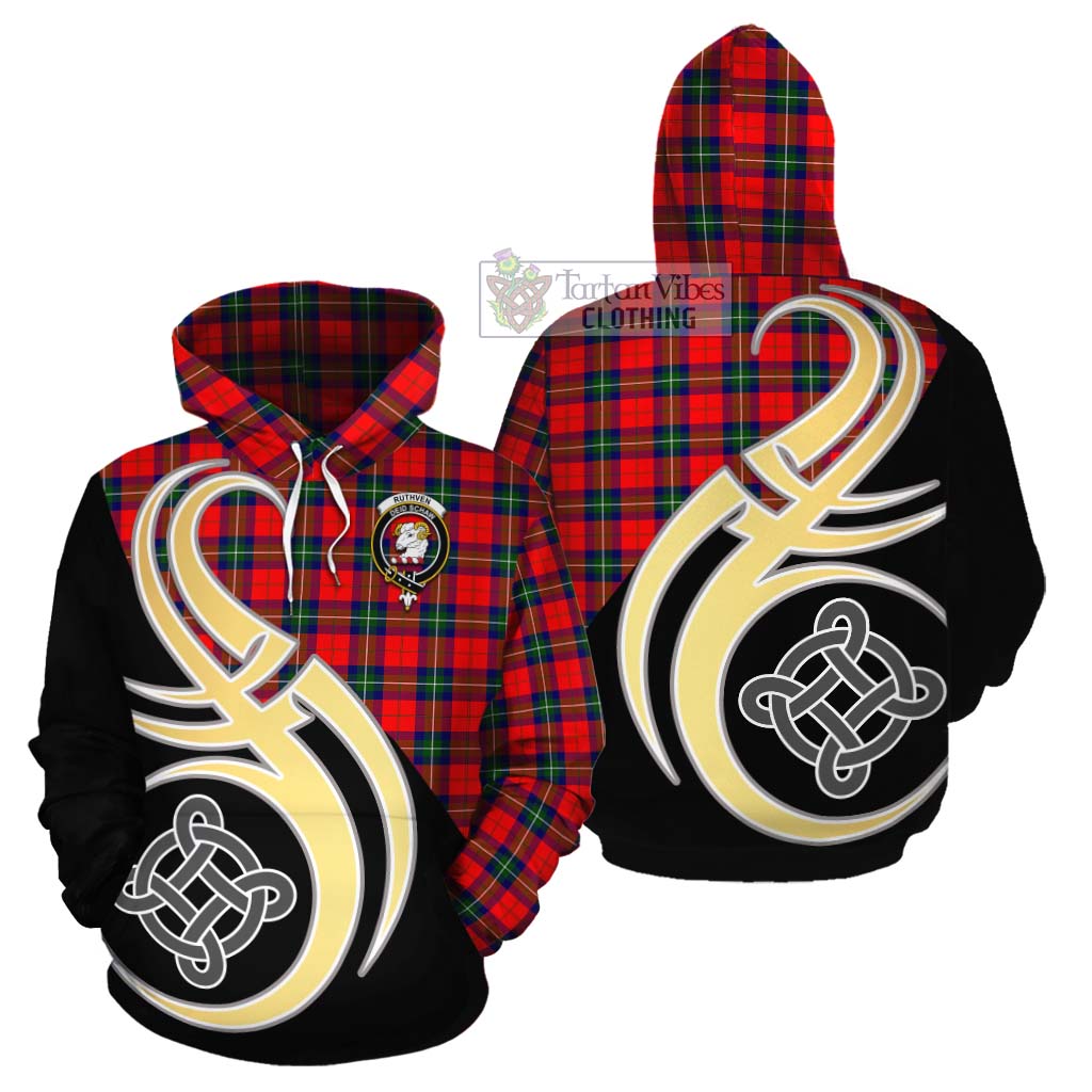Ruthven Tartan Cotton Hoodie with Family Crest and Celtic Symbol Style Zip Hoodie - Tartan Vibes Clothing