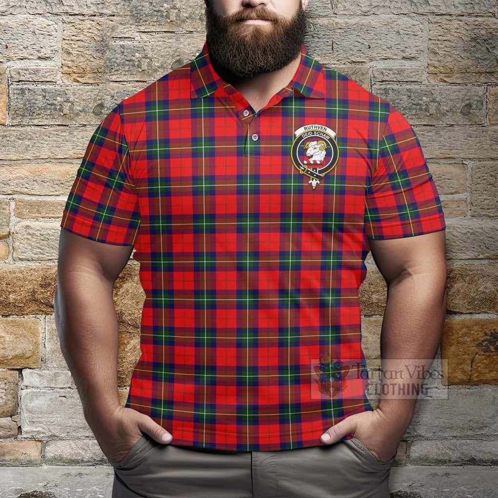 Ruthven Tartan Polo Shirt with Family Crest Celtic Skull Style - Tartan Vibes Clothing