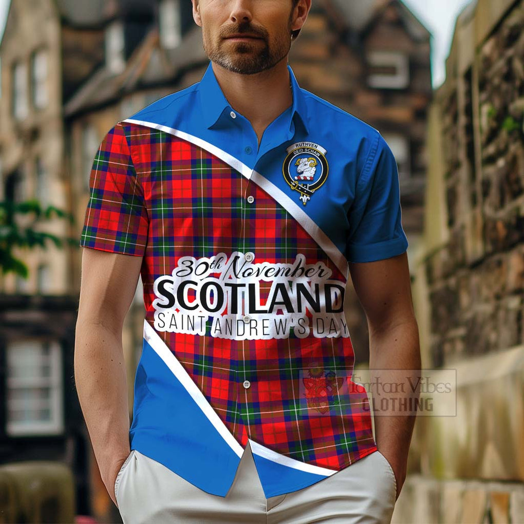 Ruthven Family Crest Tartan Hawaiian Shirt Celebrate Saint Andrew's Day in Style - Tartan Vibes Clothing