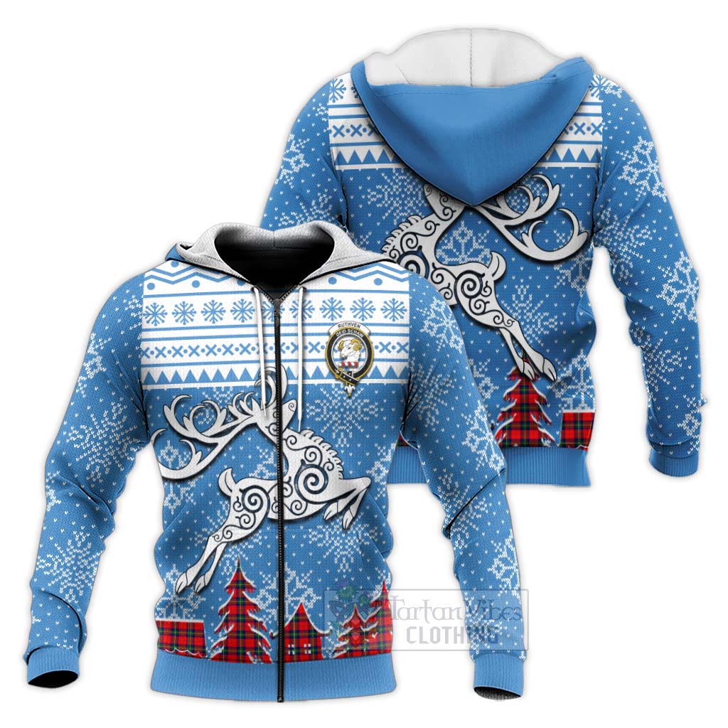 Ruthven Clan Christmas Knitted Hoodie Celtic Reindeer Style Unisex - Tartan Vibes Clothing
