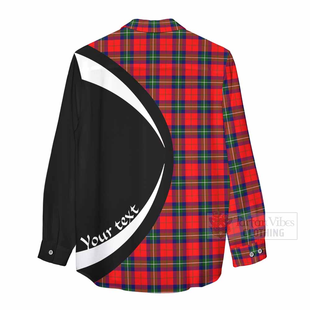 Ruthven Tartan Women's Casual Shirt with Family Crest Circle Style - Tartan Vibes Clothing