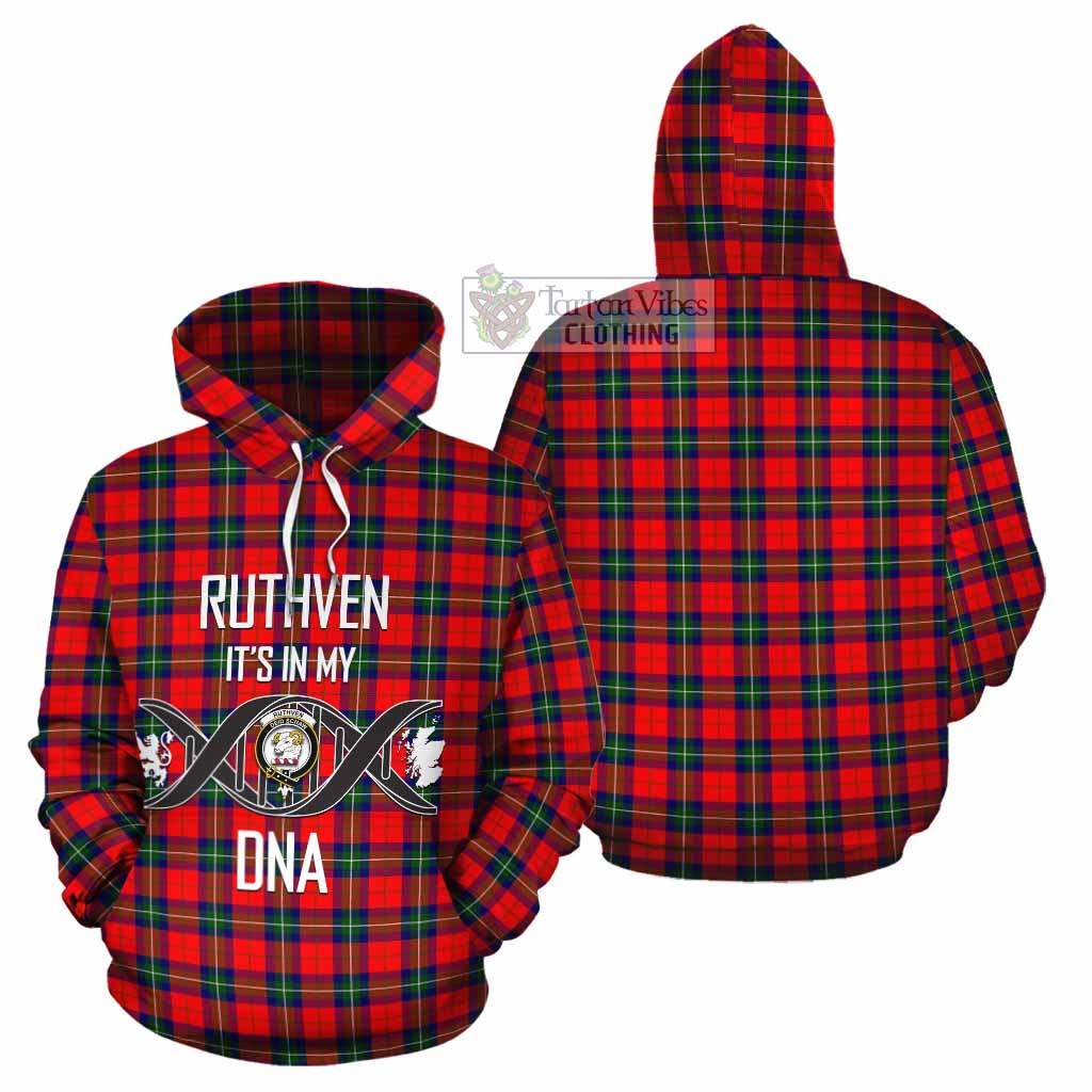 Ruthven Tartan Cotton Hoodie with Family Crest DNA In Me Style Zip Hoodie - Tartan Vibes Clothing