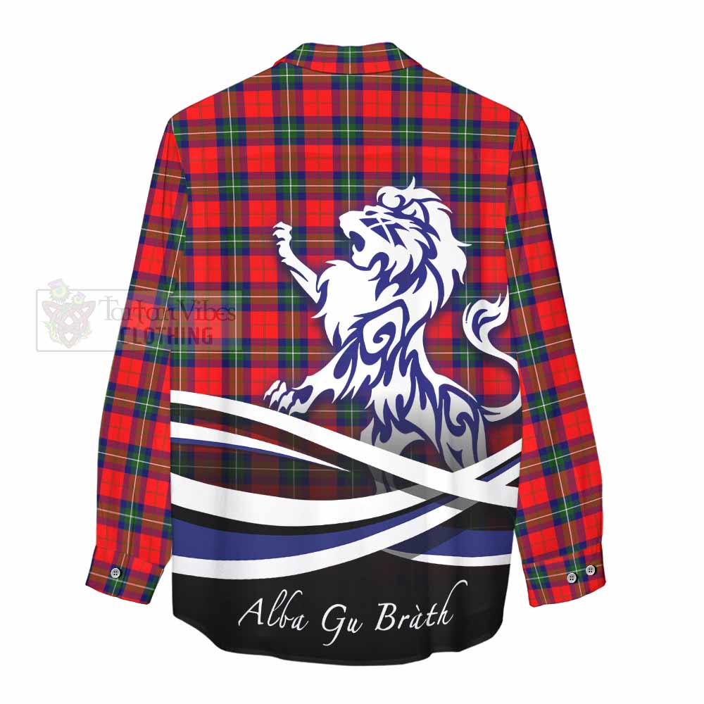 Ruthven Tartan Women's Casual Shirt with Alba Gu Brath Regal Lion Emblem - Tartan Vibes Clothing