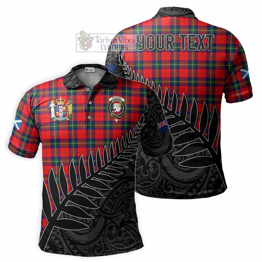 Ruthven Crest Tartan Polo Shirt with New Zealand Silver Fern Half Style - Tartan Vibes Clothing
