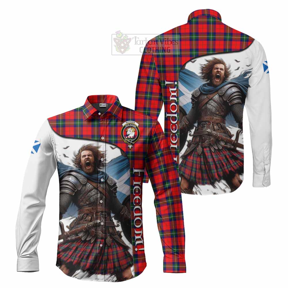 Ruthven Crest Tartan Long Sleeve Button Shirt Inspired by the Freedom of Scottish Warrior - Tartan Vibes Clothing