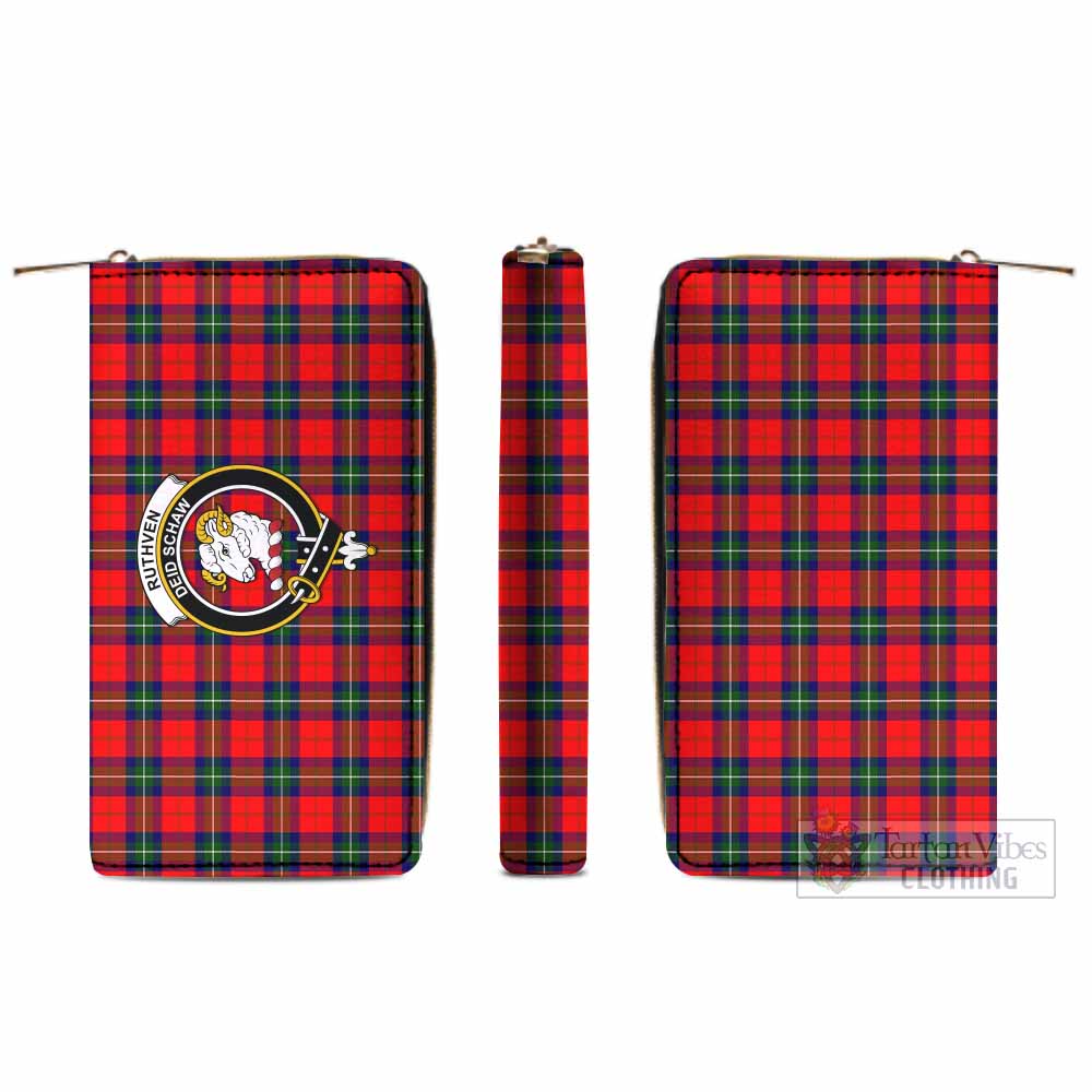 Ruthven Tartan Women's Leather Wallet with Family Crest - Tartan Vibes Clothing