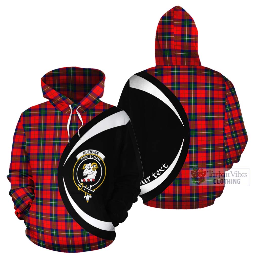 Ruthven Tartan Cotton Hoodie with Family Crest Circle Style Zip Hoodie - Tartan Vibes Clothing