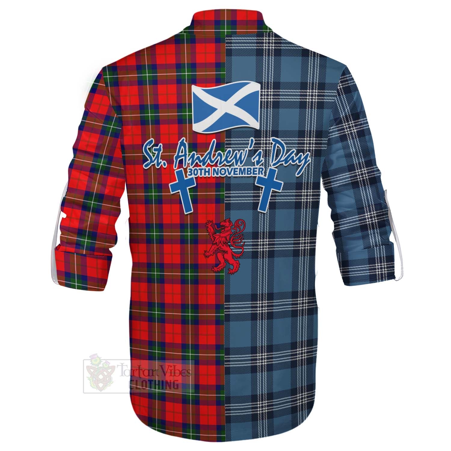 Ruthven Tartan Ghillie Kilt Shirt Happy St. Andrew's Day Half Tartan Style - Tartan Vibes Clothing