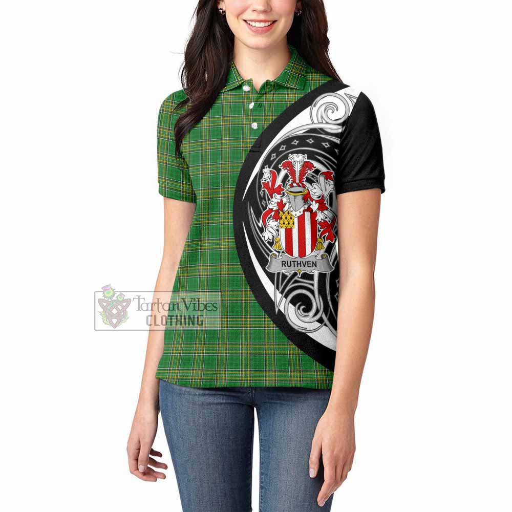 Tartan Vibes Clothing Ruthven Irish Clan Women's Polo Shirt Celtic Circle Style