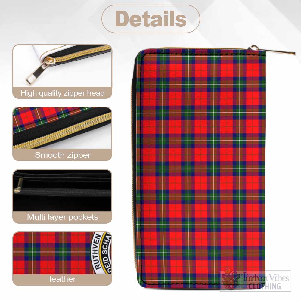 Ruthven Tartan Women's Leather Wallet with Family Crest - Tartan Vibes Clothing