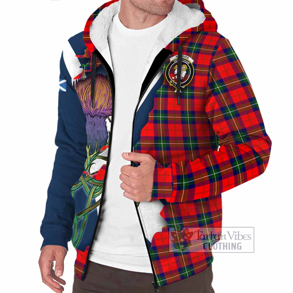 Tartan Vibes Clothing Ruthven Tartan Family Crest Sherpa Hoodie Scottish Thistle Celtic Inspired