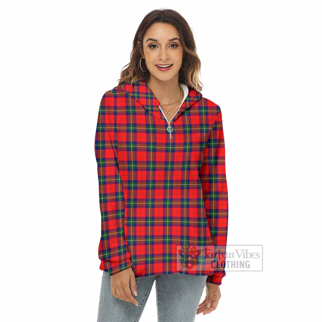Ruthven Tartan Women's Borg Fleece Hoodie with Half Zip - Tartan Vibes Clothing