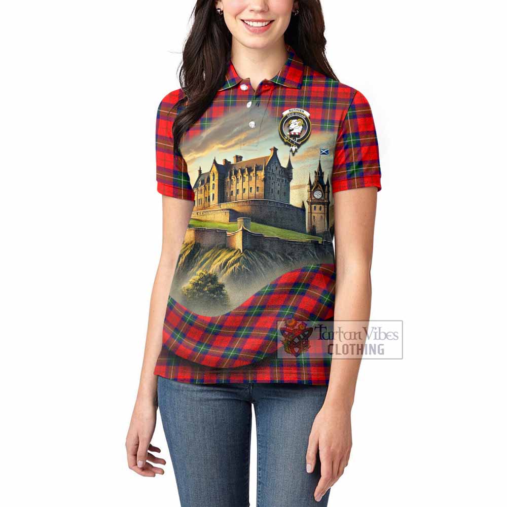Ruthven Tartan Family Crest Women's Polo Shirt with Scottish Ancient Castle Style - Tartan Vibes Clothing