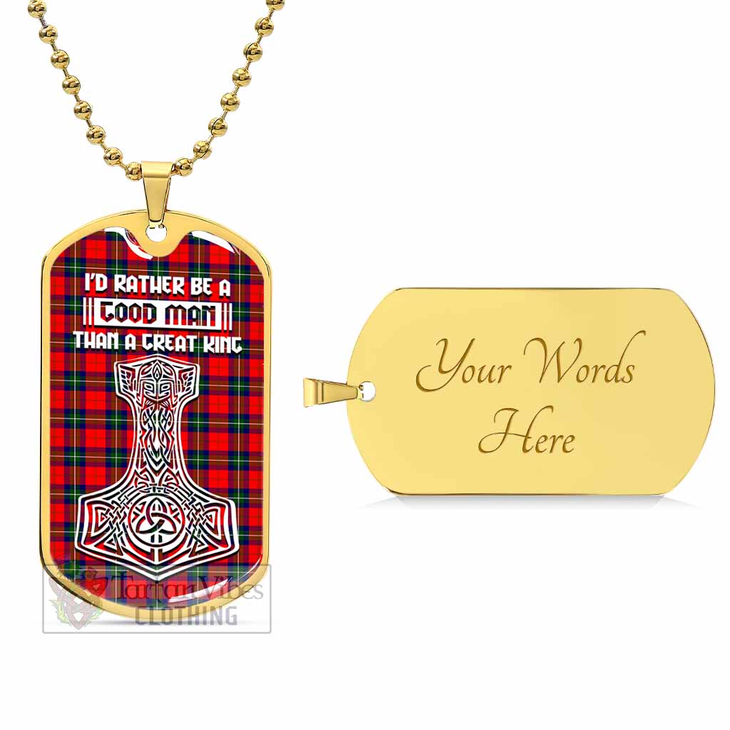 Ruthven Tartan Dog Tag Necklace Viking Mjolnir Style Gold Yes - Tartan Vibes Clothing