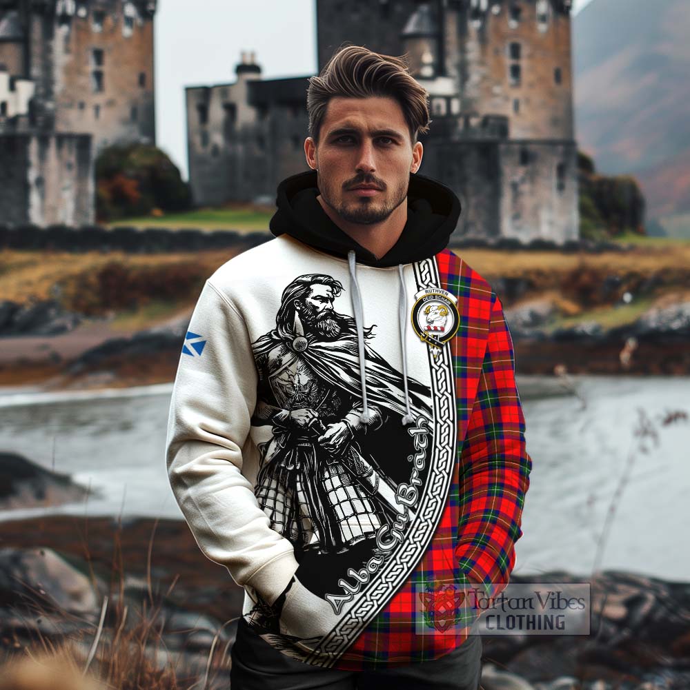Ruthven Tartan Clan Crest Cotton Hoodie with Highlander Warrior Celtic Style - Tartan Vibes Clothing