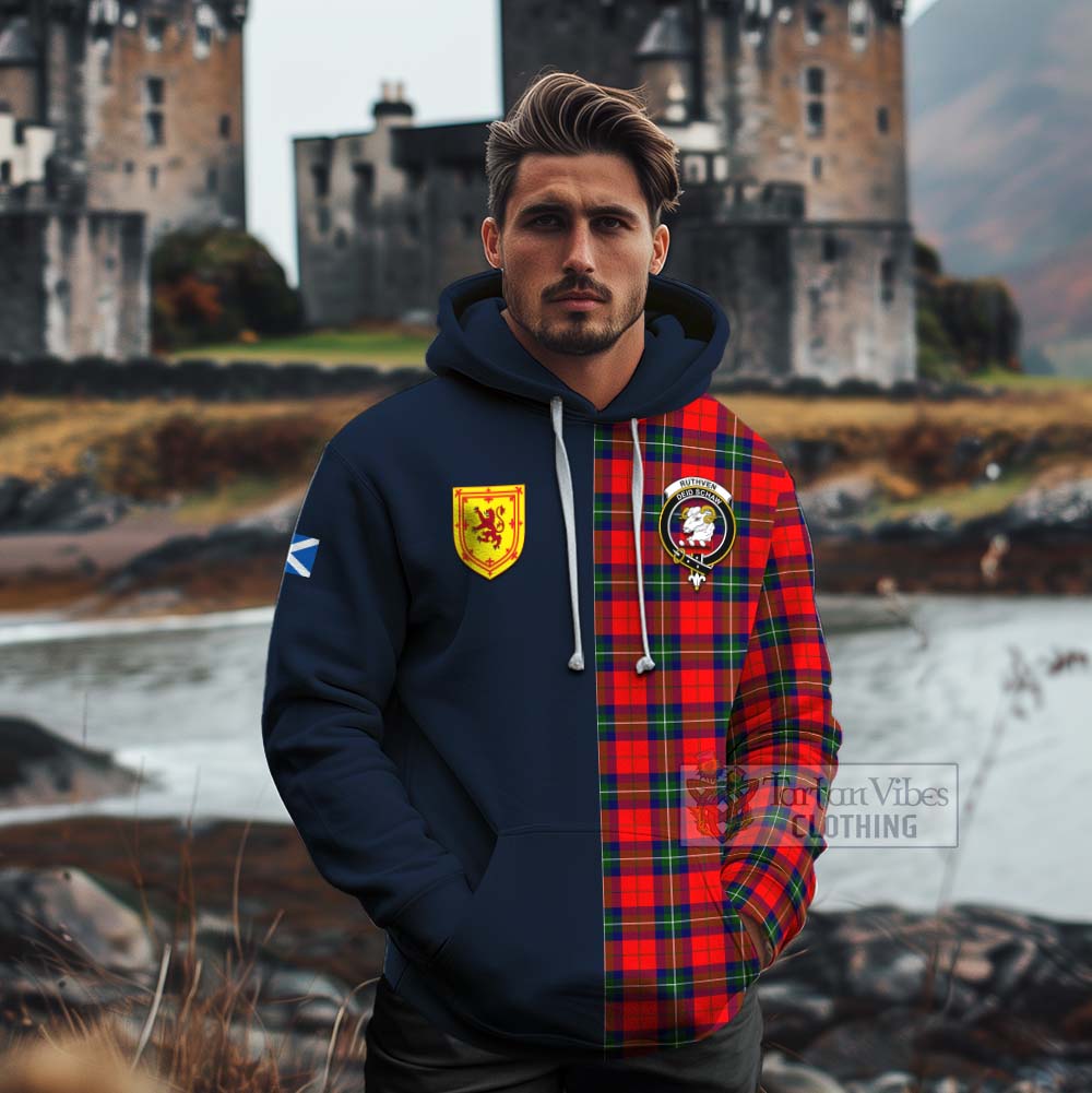 Ruthven Tartan Cotton Hoodie Alba with Scottish Lion Royal Arm Half Style - Tartan Vibes Clothing