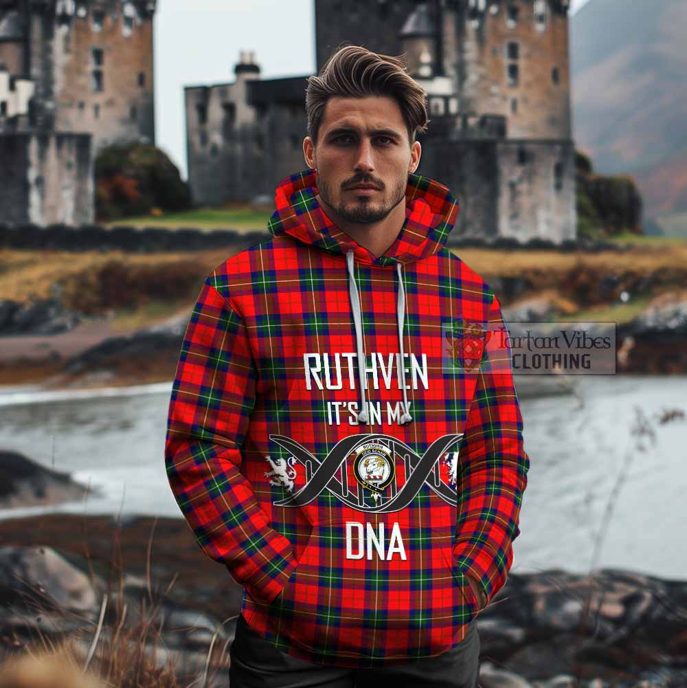 Ruthven Tartan Cotton Hoodie with Family Crest DNA In Me Style - Tartan Vibes Clothing